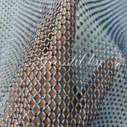 Голубая сетка-стрейч со стразами Aquamarine