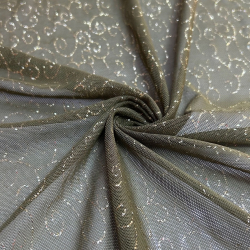 Сетка-стрейч с глиттером хаки